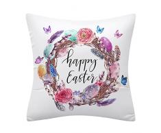 Chicmine Federa per cuscino antipolvere con cerniera nascosta decorativa Happy Easter Spring Throw federa per cuscino per uso quotidiano