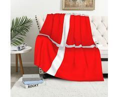 Coperta in flanella con bandiera danese della Danimarca, calda e confortevole, per letto, divano, camera da letto, 100 x 150 cm di spessore