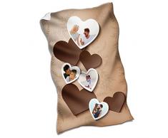 Babloo Coperta in Pile Plaid Love Idea Regalo San Valentino Grey Hearts Personalizzato con Foto 120x180 cm