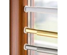 GLOBAL CORPORATION ASTINE A MOLLA PER TENDA A VETRO BIANCO BACCHETTE ESTENSIBILE BASTONCINI A PRESSIONE TENDE TENDAGGI REGGITENDE A FINESTRA (ARGENTO, 39-60 Centimetri)