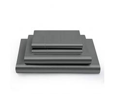 Italian Luxury Set di lenzuola in seta di gelso, in tinta unita, 4 pezzi, 30 momme, 30 momme, 35,5 cm - 45,7 cm, con angoli elasticizzati, standard Oeko-Tex (queen, grigio)