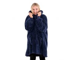 Snug Rug Hoodie Felpa con Cappuccio Oversize Sherpa Coperta indossabile, super morbida e calda, Gigante Comoda Felpa in pile Sherpa, taglia unica, Adulti unisex Taglia unica (blu scuro)
