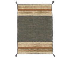 CarpetFine Tappeto a Tessitura Kilim Azizi Verde 40x60 cm | Tappeto Moderno per Soggiorno e Camera da Letto