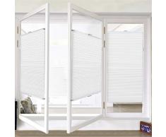 Liveinu Tende Plissettate Tenda Plissè Oscurante Impermeabili con Morsetto di Montaggio Protezione dalla Luce e Ai Raggi Solari per Finestra e Porta 60x175cm Bianco