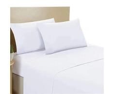 IlGruppone Completo letto lenzuola 100% cotone bianco per Hotel sopra sotto federe - Bianco - Matrimoniale