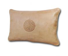 ALMADIH Cuscino Bianco XL 35x50 cm in Diversi Colori - 100% Tradizionale Mano in Vera Pelle - Arredo per Divani Pouf Sacco Imbottito Cuscini Decorativi Ornamenti in Cuoio