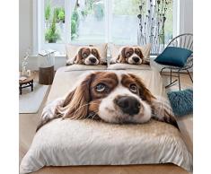 Copripiumino 200 x 200 cm Cane Bianco Antico Copri Piumone In Microfibra Viene Fornito Con 2 Federe