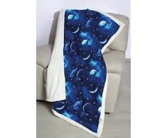 COPERTA PLAID IN PILE DOPPIO AGNELLATO SPACE PLANET LOVELY HOME (200x230 cm)