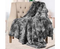 Everlasting Comfort Copertina morbida di prima qualità - Coperta pelliccia in morbido tessuto - Coperta leggera ideale per rilassarsi sul divano, poltrona e letto - 127 x 165 cm - (grigio)