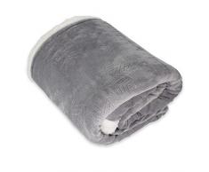 Tata Home Plaid Coperta Divano in Caldo e Morbido Pile da 440 gr mq con Retro ad Effetto Agnellato Sherpa Lavorazione 3D Fiocco di Neve Misura Letto Matrimoniale 200x230 cm MOD. Oslo Grigio