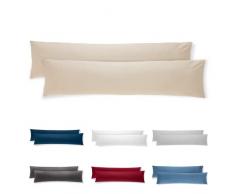 Flowen Federe Cuscini Letto Matrimoniale e Divano 40x145 Set 2 Copricuscini 100% Cotone Effetto Seta Tessuto Morbido Anallergico Antiacaro Traspirante Coppia Fodere Rettangolari Lavabili in Lavatrice