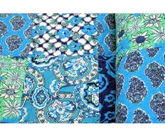 Copriletto Finja 230 x 250 cm fiori paisley blu barocco Karo plaid coperta Quilt