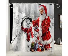Koojawind Set Di Tappeti Per Tende Da Bagno, Tappetino Da Bagno Con Stampa Di Babbo Natale E Tenda Da Doccia Tenda Da Doccia Impermeabile Antiscivolo Di Natale