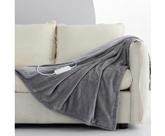 Coriwell Coperta riscaldante elettrica con spegnimento automatico, 130 x 180 cm, 3 livelli di riscaldamento, per letto elettrico, coperta termica, coperta termica, lavabile in lavatrice (grigio)