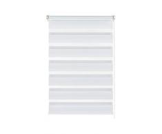 GARDINIA Doppia tenda a rullo con morsetto di fissaggio o adesiva, Doppia tenda a rullo/ Tenda a rullo con catenella laterale, Trasparente e con strisce opache, Kit di montaggio incluso, Bianco, 90 x 220 cm (LxA)