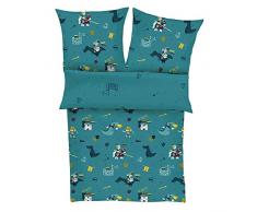 s.Oliver Biancheria da letto Ritter 135 x 200 cm – Biancheria da letto per bambini, 100% cotone macosatinato, set da 2 pezzi di biancheria da letto 135 x 200 cm e federa 80 x 80 cm, chiusura lampo