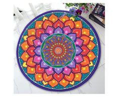LILISHANGPU, Pilates Cuscino Yoga Meditazione Modello di stampa 3D Tappeto for la casa allaperto, pieghevole antiscivolo for il cuscino di meditazione presso la vita di meditazione vivente, 60cm