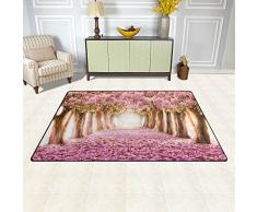 Naanle Giappone giapponese fiori di ciliegio tappeto antiscivolo per per camera da letto, soggiorno, cucina 50 x 80 cm (1.7 " x 2.6 ft), romantico Sakura Flower albero nursery tappeto da pavimento tappetino yoga, Multi, 50 x 80 cm(1.7' x 2.6')