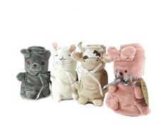 Plaid con peluche coperta singola per pupazzo bambini da divano letto copriletto 75x100cm invernale morbida e calda-rosa