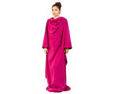 Froster Coperta Vestaglia, Coperta Indossabile con Maniche, per Adulti, Morbida e Calda (Fucsia)