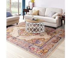 CosyHouse Classico Tradizionale Persiano tappeti tappeti per Soggiorno e Camera da Letto, Antiscivolo Imbottita Anticata Beautiful Vintage Floreale Quadrato Tappeto, Polipropilene, Camel, 120cm*160cm