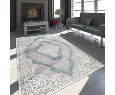 Paco Home Oriente Tappeto Moderno Effetto 3D mélange Brillante Ornamenti in Grigio Turchese, Dimensione:160x230 cm