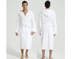 SDCVRE Accappatoio invernale,Accappatoio da uomo invernale con cappuccio 100% cotone spesso caldo asciugamano in cotone vestaglia accappatoio lungo hotel spa morbido abito da damigella donore, bia