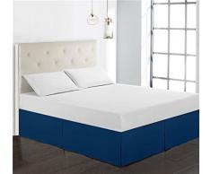 BESTORI Mantovana Giroletto Modello Vestiletto Coprirette Gonna Letto con Volant Gonna da Letto Blu scuro, 153x203x38cm