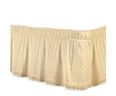 Vestiletto Matrimoniale,Vestiletto Copriletto Copriletto Copriletto in cotone ricamato facile da avvolgere Coprimaterasso con volant antipolvere Coprimaterasso 1,5 m / 1,8 m / 2 m Gonna letto singolo