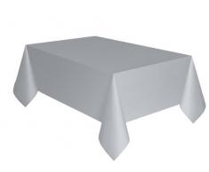 Unique Party 5083 - Tovaglia Plastificata Argentata, 2,74 m x 1,37 m