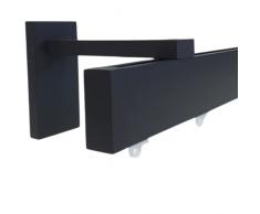 GLOBALCORPORATION Bastone Per Tenda Nero Minimal a Soffitto e Parete Doppio o Singolo Bastoni Moderni Binari da tende Scorritenda Riloga Zineffa Tendaggi Alluminio 260 Cm (MINIMAL ONDA WAVE)