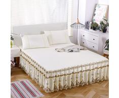 Pizzo Vestiletto Elastica Avvolgere Mantovana Giroletto Fascia Volant con Balze Letto Gonna Resistente alle Rughe allo Sbiadimento (Color : Beige3, Size : 180x220cm)