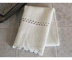 Cucina Strofinaccio asciugamani Uncinetto 50 X 70 100% cotone crema Shabby French Vintage Retro antico nostalgia