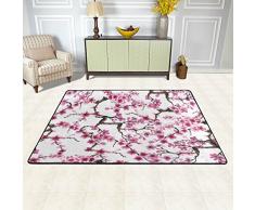 Naanle Giappone giapponese tappeto antiscivolo per per camera da letto, soggiorno, cucina 50 x 80 cm (1.7 'x 2.6' ft), tradizionale fiore Sakura Cherry Blossom nursery tappeto pavimento tappetino yoga, Multi, 120 x 180 cm(4' x 6')