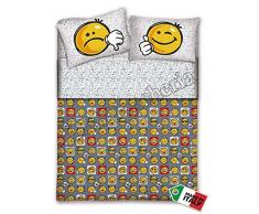 Quadrifoglio - Completo Lenzuola Matrimoniale 2 Piazze Smile Faccine Emotion