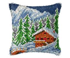 XIAODAN Paesaggio Fai da Te Latch Kit Gancio 3D Segmento Ricamo Cuscino Coperte e Plaid Fodere per Cuscini Punto Croce Tappeto Adatto per Principianti Adulti E Bambini Esercito Verde