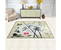 Naanle tradizionale giapponese pittura tappeto antiscivolo per per camera da letto, soggiorno, cucina 50 x 80 cm (1.7 'x 2.6' ft), bambù e carpa Koi Fish nursery tappeto pavimento tappetino yoga, Multi, 100 x 150 cm(3' x 5')