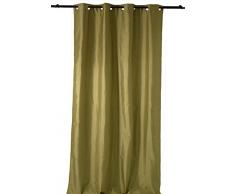 Homemaison HM69491984 - Tenda tinta unita in tessuto Shantung oscurante, 3 strati di poliestere, 140 x 260 cm, colore bambù