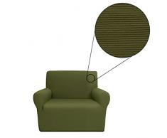 Corredocasa Copripoltrona Elasticizzato Millerighe da 85 a 115 Cm Made in Italy NO STIRO (Verde)