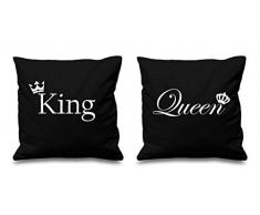 Matrimoniale King Corona Della Regina Nera Copricuscino 16" x 16" Coppie Cuscini San valentino Anniversario Fidanzato Ragazza Camera da letto Decorativo Cuscino Casa