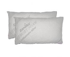 Sanatex Cuscino Letto in Memory Foam, Federa Antiacaro, Antibatterica e Antimuffa, 73 x 43 cm, 2 Pezzi