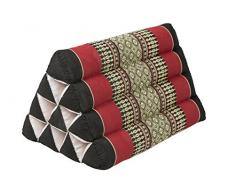 Cuscino triangolare, in stile tailandese, 33x20 cm, rosso-nero