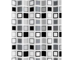 Kleine Wolke - Tenda da doccia, design a quadrati (clipper), impermeabile, realizzata in PEVA, dimensioni: larghezza 180 cm x lunghezza 200 cm, colore: Nero/Grigio/Bianco
