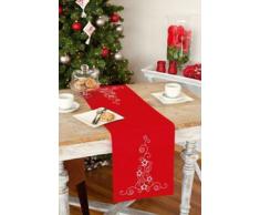 Vervaco PN-0012926 Ver - Runner da tavola, Motivo: Stelle e Cerchi Bianchi su Sfondo Rosso