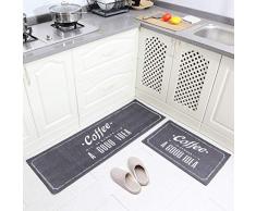 Carvapet 2 Pezzi Tappeti Cucina Lavabile Tappeti per Cucina Antiscivolo Tappeti Bagno Zerbino Passatoia(Grigio)