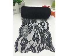 Yulakes - Rotolo di runner da tavola di pizzo dallo stile vintage, decorazione nuziale per la tavola, larghezza rotolo 13 cm, colore: nero