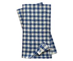 Linen & Cotton Tovaglioli di Stoffa a Quadretti Blu e Bianchi Estella Set di 4-100% Lino, Blu Bianco (43 x 43 cm) Tovaglioli Rustici per Tavolo da Pranzo Cucina Caffe Ristorante Primavera Pasqua