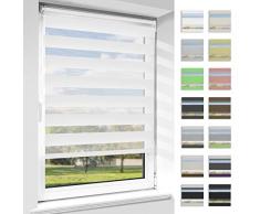 OUBO Tenda a Rullo Doppia Strato Oscurante Giorno e Notte Klemmfix Bianco 45 x 150 cm Duo Rollo Tende Senza Viti Fori persiana avvolgibile con Supporti a Morsetto per Finestre Porte