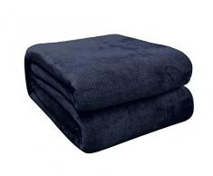 FARFALLAROSSA Coperta Plaid Pile, Coperta Divano 130 x 160 cm Flanella, Coperta Letto Singolo Calore Morbida - Blu