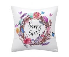 Kasituny Federa per cuscino antipolvere con cerniera nascosta decorativa Happy Easter Spring Throw federa per cuscino per uso quotidiano